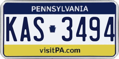 PA license plate KAS3494