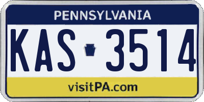 PA license plate KAS3514