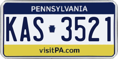 PA license plate KAS3521