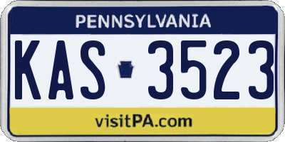 PA license plate KAS3523
