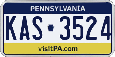 PA license plate KAS3524