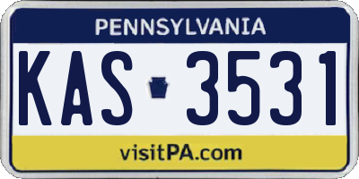 PA license plate KAS3531