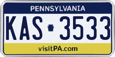 PA license plate KAS3533