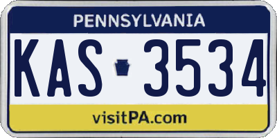 PA license plate KAS3534