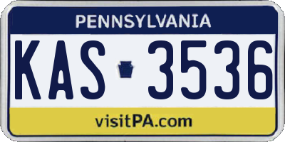 PA license plate KAS3536
