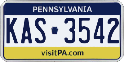 PA license plate KAS3542