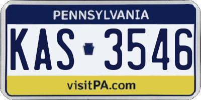 PA license plate KAS3546