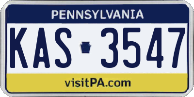 PA license plate KAS3547