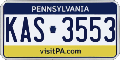 PA license plate KAS3553