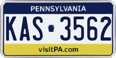 PA license plate KAS3562