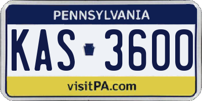 PA license plate KAS3600