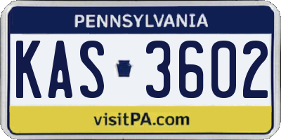 PA license plate KAS3602