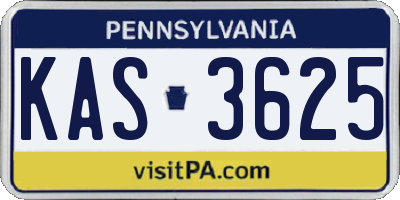 PA license plate KAS3625