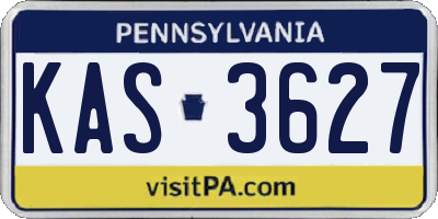 PA license plate KAS3627