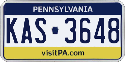 PA license plate KAS3648