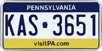 PA license plate KAS3651