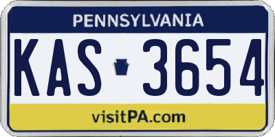 PA license plate KAS3654