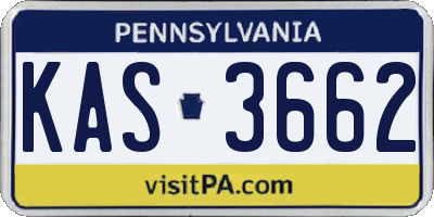 PA license plate KAS3662