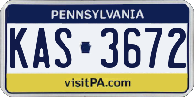 PA license plate KAS3672