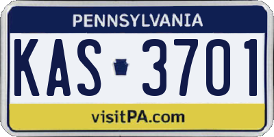 PA license plate KAS3701