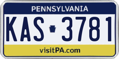 PA license plate KAS3781