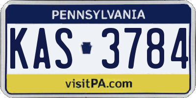 PA license plate KAS3784