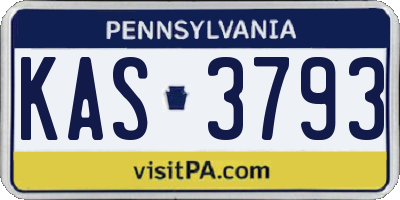 PA license plate KAS3793