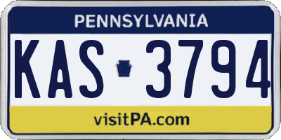 PA license plate KAS3794