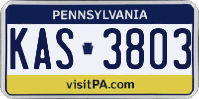 PA license plate KAS3803