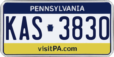 PA license plate KAS3830