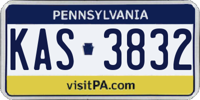 PA license plate KAS3832