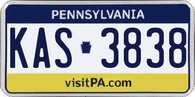 PA license plate KAS3838