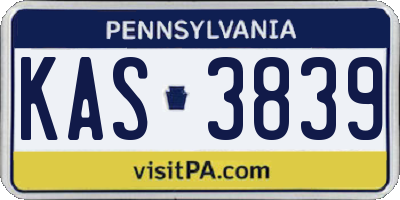 PA license plate KAS3839
