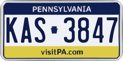 PA license plate KAS3847