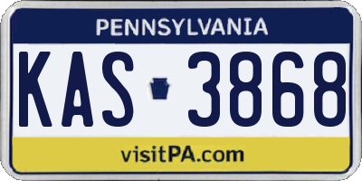 PA license plate KAS3868