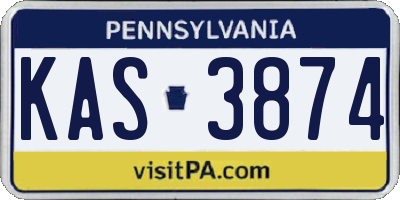 PA license plate KAS3874