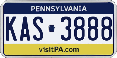 PA license plate KAS3888