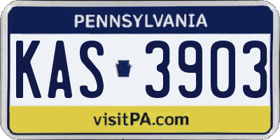PA license plate KAS3903
