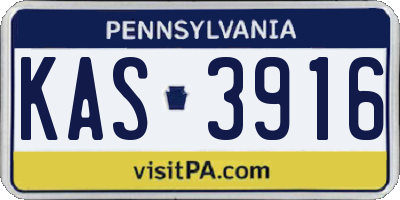 PA license plate KAS3916