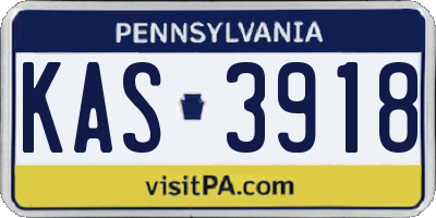 PA license plate KAS3918