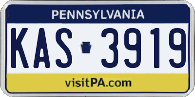 PA license plate KAS3919