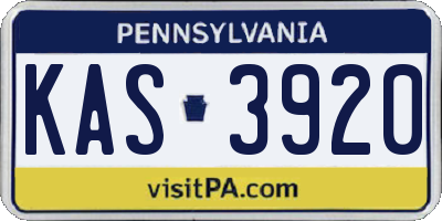 PA license plate KAS3920