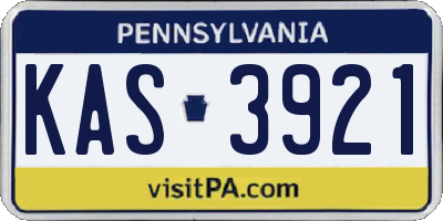 PA license plate KAS3921