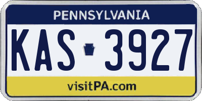 PA license plate KAS3927