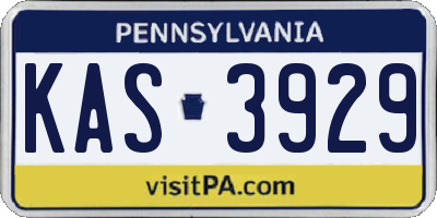 PA license plate KAS3929