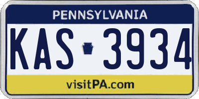 PA license plate KAS3934
