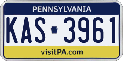 PA license plate KAS3961