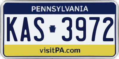 PA license plate KAS3972