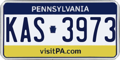 PA license plate KAS3973