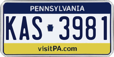 PA license plate KAS3981